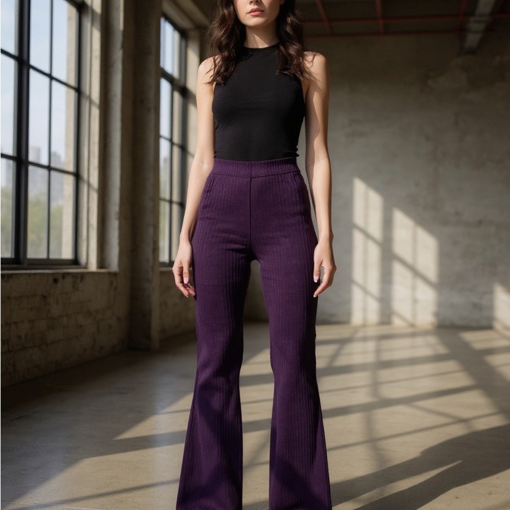 🌺NWT🌺 Express Deep Purple Knit Flare Pants